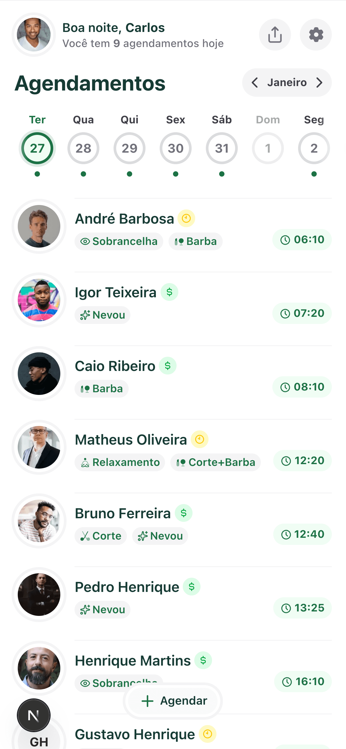 Zaptor — dashboard de agendamentos